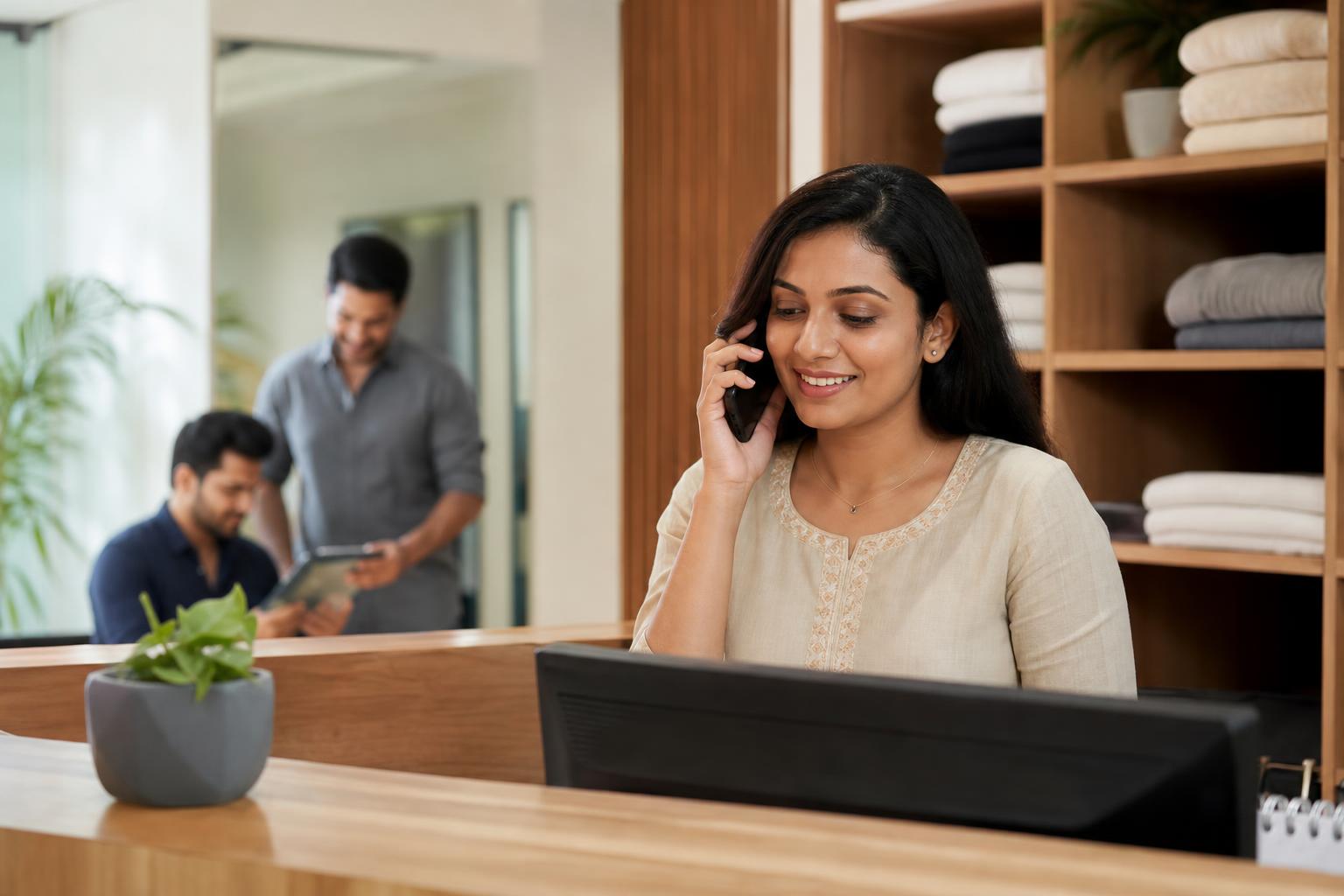 Dealership employee checking complimentary service eligibility in a vehicle record