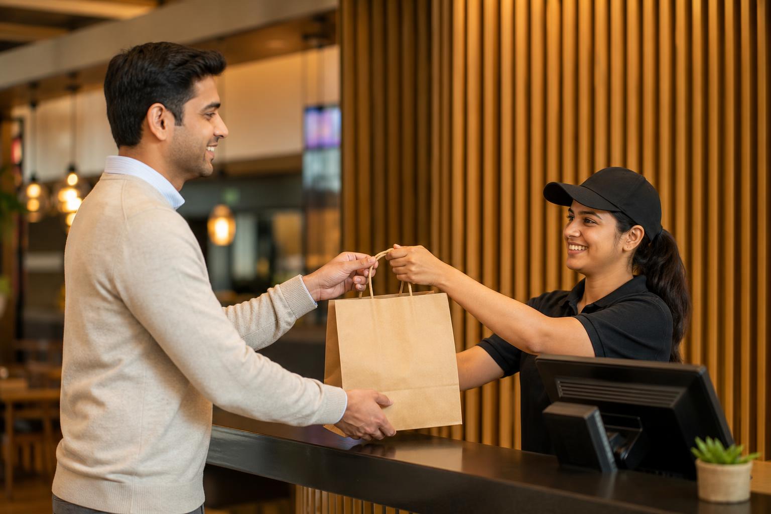 Customer scanning a restaurant QR code to open a WhatsApp ordering chat